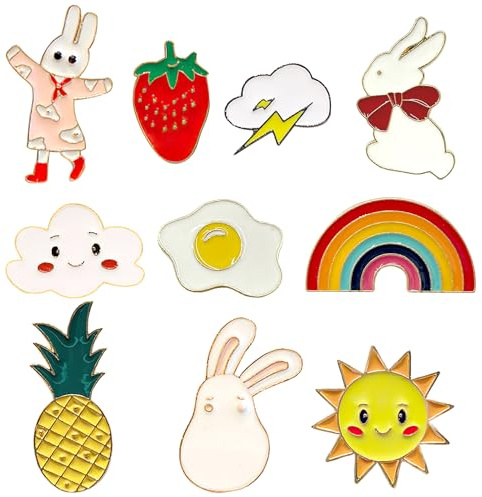 10 Stück Anstecknadeln, Cartoon-Anstecknadeln, Anstecknadeln, Legierung, niedliche Anstecknadeln, lustige Broschennadeln, Set für Rucksack, Kleidung, Hut, Dekorationen, Geschenke
