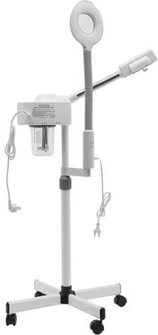 Bedampfer und Lupenleuchte 2 in 1 Kombigerät Gesichtspuffer Heiß Vapozon Ozon Streamer​Lupenlampe mit 360 Grad Schwenk Formdüse für Spa Salon Schönheit Multifunktions Gesicht