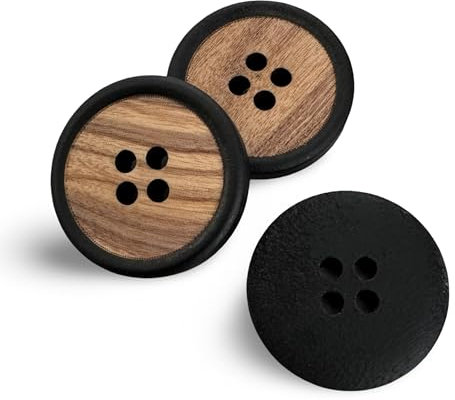 10 Stück Holz Knöpfe schwarz lackiert Holzknöpfe aus echtem Oliven Holz 4 Loch (17mm)