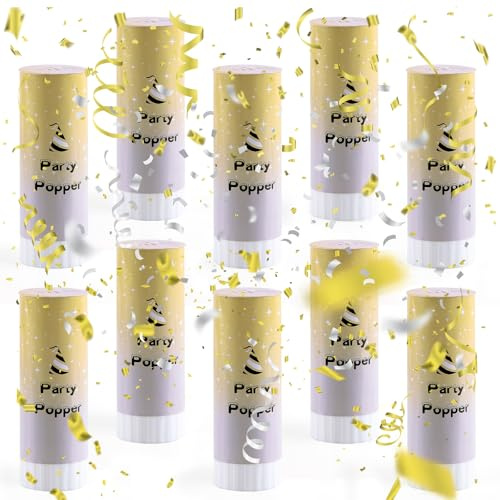 FePen Konfettikanone*10, Konfettikanone Hochzeit, Confetti Kanone, Party Popper für Hochzeit, Geburtstag, Babyparty, Abschlussfeier, Party