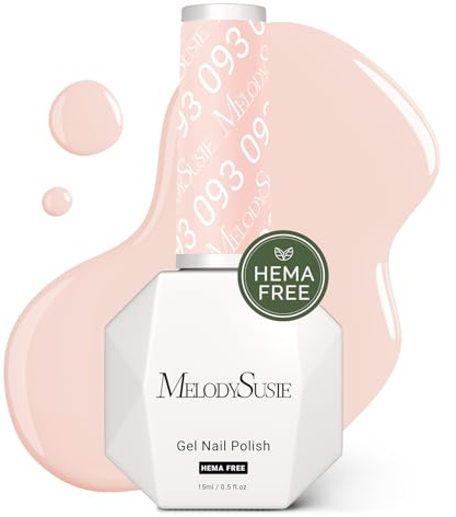 MelodySusie Hema Free Gel Nail Polish, 0.5 Fl Oz Thick Nude Pink Gel Polish, Non Toxic, Long Lasting, Soak Off UV Nail Polish, Manicure Nail Design Salon DIY Nail Art at Home 093
