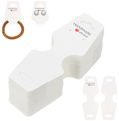 PATIKIL Necklace Display Cards, 100 Pcs Cardstock Self Adhesive Bracelet Display Cards Jewelry Cards for Jewelry Display Selling Pendant Earring Hair Ties, White