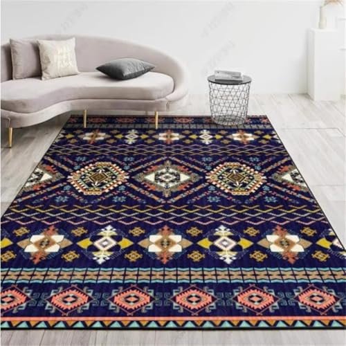 Fleckerlteppich Deko Terasse Blau gemaltes Design Schlafzimmer Teppich Sofa Teppich Waschbar Teppich Anti Rutsch 50X80CM