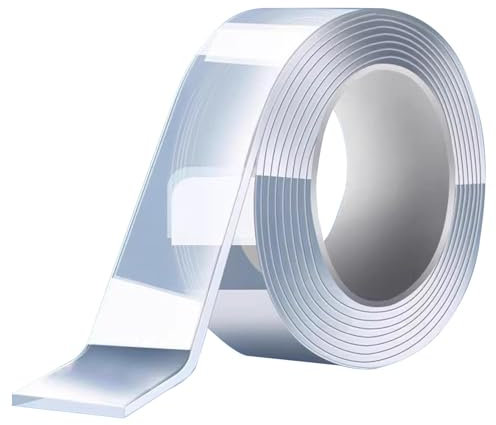 Doppio nastro adesivo: nastro adesivo in rotolo di nanotecnologia, nastro adesivo multifunzionale su due lati | Nastro di montaggio rimovibile e tagliabile trasparente, nanocinta impermeabile per