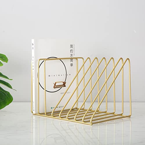 WOTZOV Goldener Zeitschriftenhalter aus Metall für den Schreibtisch, Bücherregal mit abgestuftem Design, dekorativer Zeitschriftenständer zur Präsentation, Bücherregal für die L