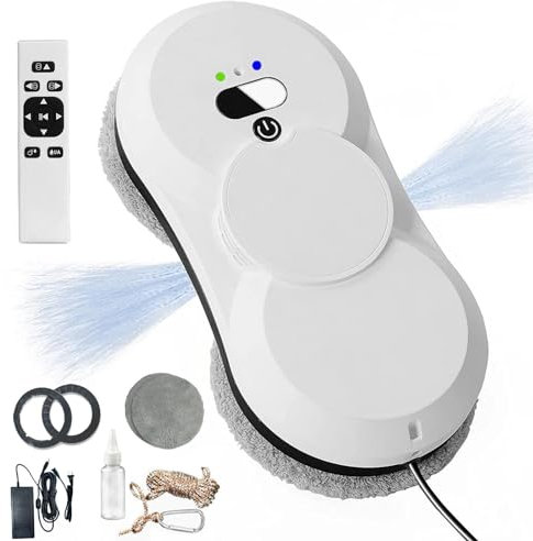 Soflightmok Window Cleaner Robot-Auto Double Water Spray, 2800pa Glass Vacuum Cleaner| Robot Window Cleaner,Intelligent Automatic Cleaner Robot-3 Cleaning Modes/4m Safety Rope/50ml Water Tank,White