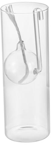 HYTROVE Adorno De Lámpara De Aceite De Vidrio Transparente, Diseño Cilíndrico 6.5x18 Cm, Decoración para Hogar y Restaurante, Lámpara De Aceite Decorativa para Cenas y Fiestas, Pieza Media