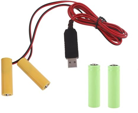 NOLOWY Éliminateurs de piles AA 2 en 1 - Alimentation USB - Remplace les piles AA 3 V LR6 pour horloge, jouet, appareil photo, bandes lumineuses de Noël