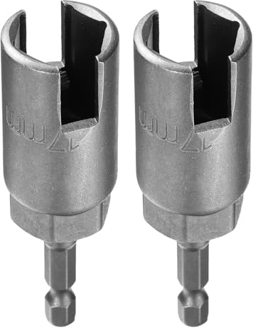 QUARKZMAN 2 Pcs de Llave de Tuerca de Ala H17 Métrica de 17Mm con Enchufe de 6 Puntos y Vástago Hexagonal de 1/4 para Taladro de Tuerca de Ala de Ranura Profunda de Acero Cr-V