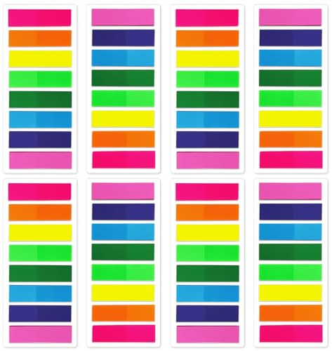 OWLKELA 1600 Stück Haftstreifen, 8 Farben, Haftmarker | Klebezettel, Sticky Notes, Page Marker, Haftnotizen zum Markieren und Hervorheben für Büro, Zuhause, Schule