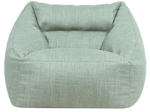 Icon Natalia Fauteuil Pouf, Gros Pouf avec Remplissage, Chaise Confortable, Fauteuil Salon Confortable, Chaise de Jardin, Salon de Jardin Exterieur, Exterieur, Vert Sauge