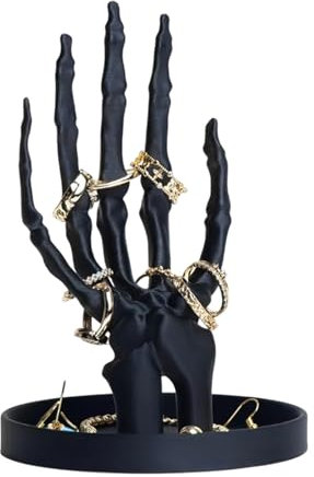 Miaoyak Gothic Skeleton Hand Jewelry Stand, Black Retro Plastic Necklace Earring Organizer, Monster Hand Jewelry Display Tray Home Decor
