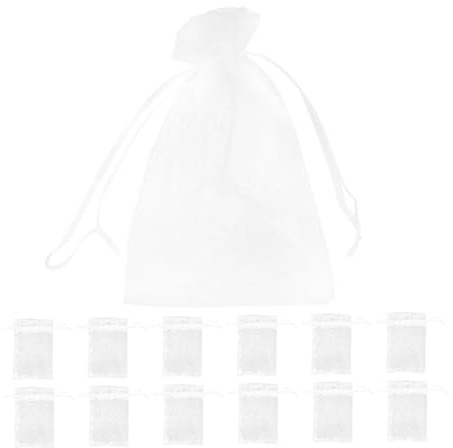 Cabilock 100stücke Weiße Organzabeutel Kleine Schmuckbeutel mit Kordelzug Netzbeutel für Süßigkeiten Geschenktüten für Hochzeiten Geburtstage und Feiern