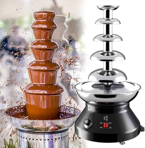 GESAIDES Chocolate Fountain Machine, Electric Machine Chocolate Fountain Stainless Steel Chocolate Fondue Fountain for Parties Chocolate Cheese BBQ Sauce Liqueurs,5tiers-Black