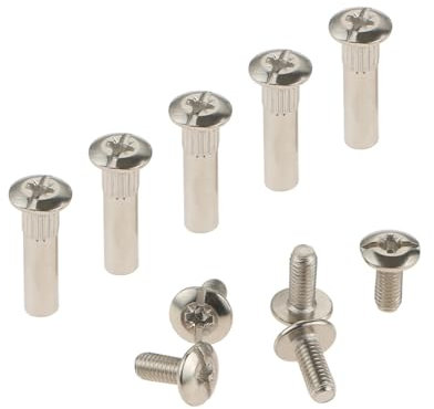 Generisch 50 Stück 5/8 mm Möbel Kleiderschrank Hintern Schrauben Snap Splint Mutter Kreuz Tap Stud Kinderbett Küche Schrank Montage Anschluss Niet(M5)