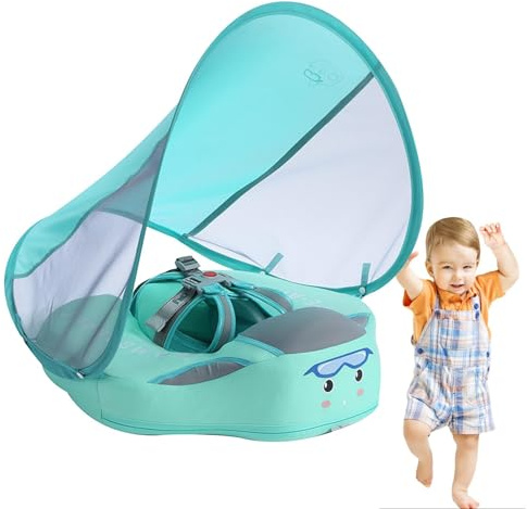Fango Bebe con baldacchino, boa da piscina per, fanghi con parapolare, galleggiante, boa gonfiabile, per anello di nuoto, UPF50+ protezione UV per da 3 a 36