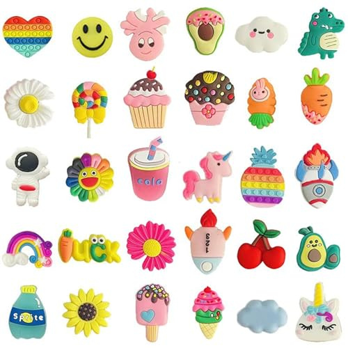 Cheerix schuhanstecker für crocs, 30 Stück Schuh Charms, Obst Zubehör, DIY-Schuhzubehör, PVC Shoe Charms, für Kinder Jungen Mädchen Erwachsene