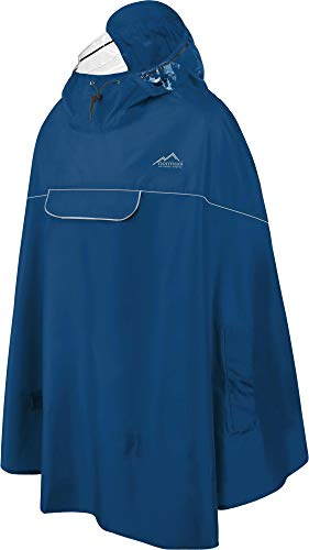 normani Unisex Regenponcho Regencape Fahrradponcho mit Sichtfenster, Kapuze und Brusttasche Regenponcho für Fahrrad - Wasserdichte Regenjacke mit Reflektor Navy S/M