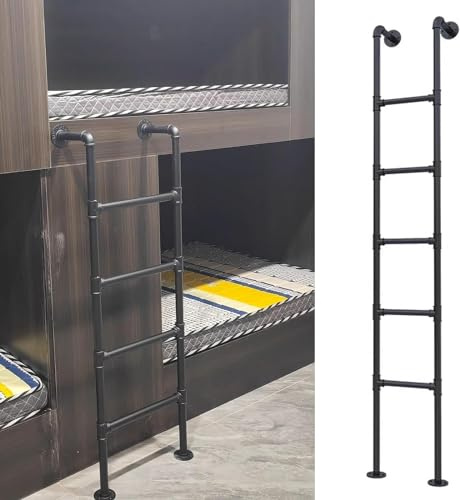 SAFWELAU Échelle de Montée D'étape Escabeau de Maison Universel Gain de Place Escabeau de Camping-Car, Échelles de Sortie de sous-Sol pour lit Haut 1 m-1,7 m, Charge 150kg(Black,120cm/47 in)