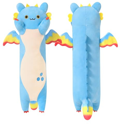Shownicer Peluche Dragon Chat - Oreiller en Peluche Dragon Chat - Jouet en Peluche - Cadeau pour Enfants et Adultes de 3 Ans et Plus (Bleu, 50 cm)