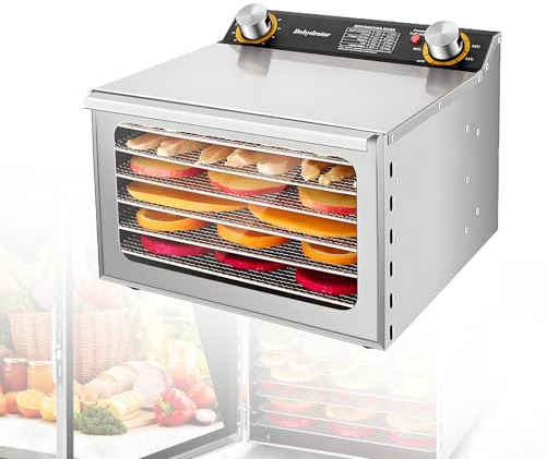 EpyGnom Essiccatore Disidratatore Alimentare da 800W/400 W Liofilizzatore Alimentare Domestico in Acciaio Inox con Regolatore di Temperatura 30-90°C Timer 0-12h per Verdure Frutta e Carne 6-Layer