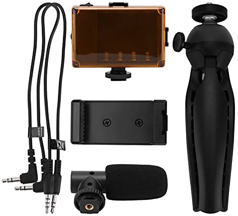 Mtlavish Tragbares Live Video Kit Mit Fill Light Mikrofon Stativ Und Telefonhalter Kompakt Und Leistungsstark Für Innen Und Outdoor Live Rundfunk Und Videoproduktion Schwarz