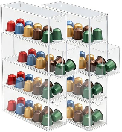 Organizador de Cápsulas de Café con 4 Cajones, Dispensador Transparente en Acrílico, Soporte para Cápsulas para Cocina y Oficina, Caja para Guardar Cápsulas y Té, 24,6x17,5x6,3 cm (2)