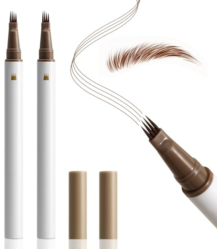 Boobeen paquete de 2 lápices de cejas para microblading,lápices de cejas resistentes al agua para mujeres,para crear sin esfuerzo trazos naturales similares al pelo, duraderos todo el día