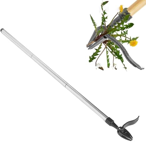Fabater Extractor de Malezas, Herramienta Extractora de Malezas de Pie con Mango Largo y Cabeza de 4 Garras, Herramienta de Desmalezado Manual para jardín, Elimine Fácilmente