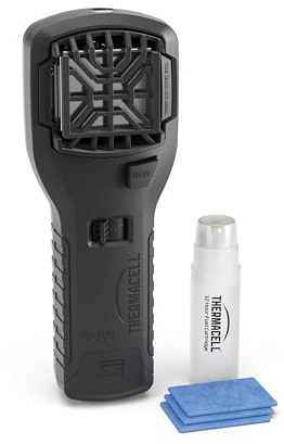 Thermacell MR300LI Mückenschutz-Handgerät, PT19 - Mückenabwehr mit Zitroneneukalyptusöl - 15 m² Schutzzone - Garten Terrasse Camping Angeln - Inkl. 1x Gaskartusche & 3X Plättchen (12h) - schwarz