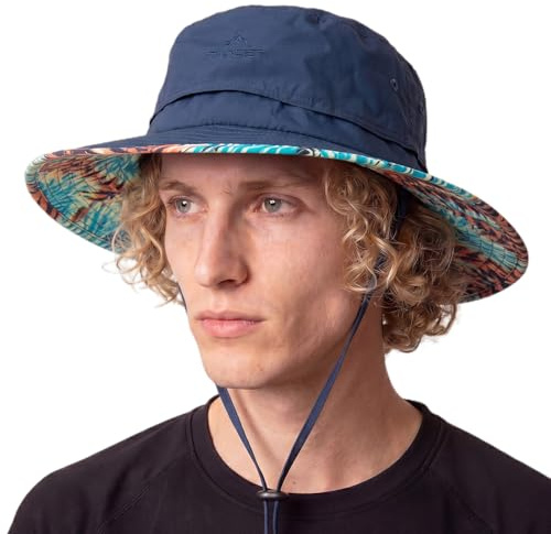 TOP-EX Chapeau de soleil pour homme UPF 50+ imperméable à grand bord avec imprimé sur le bas du bord M/L/XL/XXXL