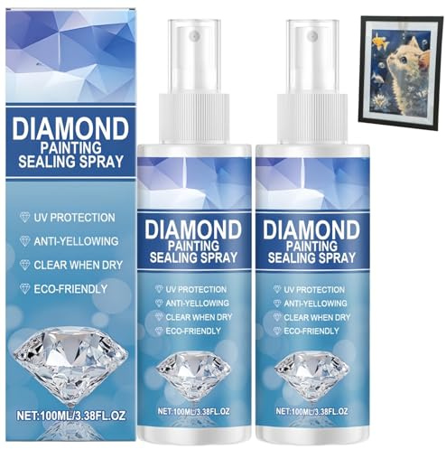 2PCS Diamond Art Sealer Spray,Crystal Art Sealer,Diamond Art Glue,Spray for Art with High Gloss,Durable Strong Seal,Diamond Art Kits,Transparent Traceless Craft Glue,Crystal Art Accessories and DIY