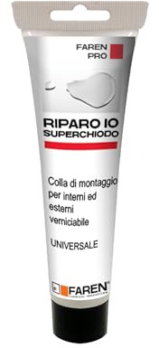 Faren SUPERCHIODO RiparoiO, Colla di Montaggio Universale,Per Interni ed Esterni, Verniciabile, Resistente all'Acqua, Adatta a Tutti i Materiali, Ideale per Incollaggi Estremi, 130ml