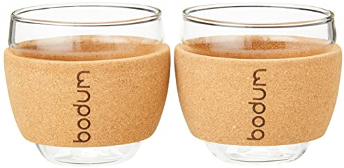 Bodum 11165-109S Pavina Set 2 Gläser, Glas, Transparent/Kork, 0.1 L, 6.3 x 6.3 x 6.2 cm, 2 Einheiten