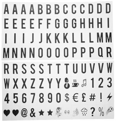 Leuchtende Schilder, extra Buchstabenpackungen, Cinema-Stil, geeignet für A4-Lichtkasten, 104 schwarze Buchstaben und Symbole