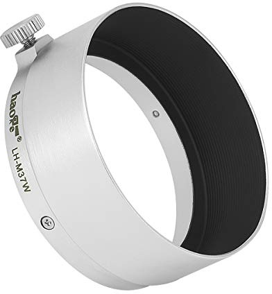 Haoge LH-M37W Metall Sonnenblende Gegenlichtblende für Leica Leitz Elmar 3,5cm 35mm f3,5 A36, Elmar 50mm f3,5 A36, Summaron 3,5cm 35mm f3,5 A36 und andere Objektiv mit 36​​mm Außengröße Silber