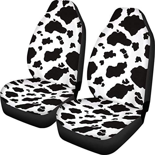 Biyejit Funda de asiento de coche con estampado de vaca, protector a prueba de polvo, funda de cojín para mascotas, juego de 2 piezas, accesorios para vehículos, ajuste universal