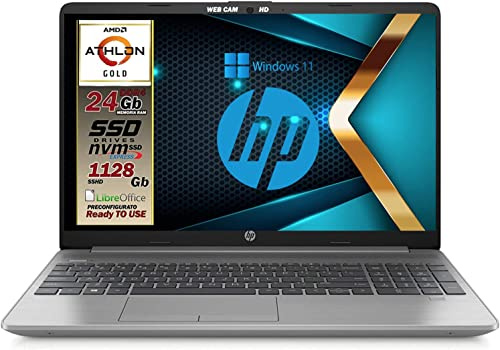 HP 255 G8 Notebook Laptop, SSD 640GB, 20GB RAM FullHD Display, Amd A9 Gold 3150U bis 3,3GHz, Libre Office, Wi-Fi, 3 USB, HD-Webcam, Win11 Pro,. Zur Verwendung o, Gar. IT, silber / schwarz