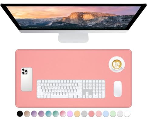 Dapesuom Large Mouse Pad, Extended Gaming Mouse Mat with Stitched Edges, Full Size Desk Mats with Non-Slip Base, Computer Big Desktop Keyboard Pad for Gamer, Laptop, Office, 23.6 x 11.8 in, Rose Pink