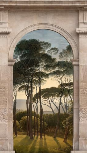 A.S. Création Livingwalls Vliestapete - Tapete Mediterrane Landschaft Fenster in Grau, Grün und Beige - Wandtapete für verschiedene Räume - Wandbild XXL 159 x 280 cm