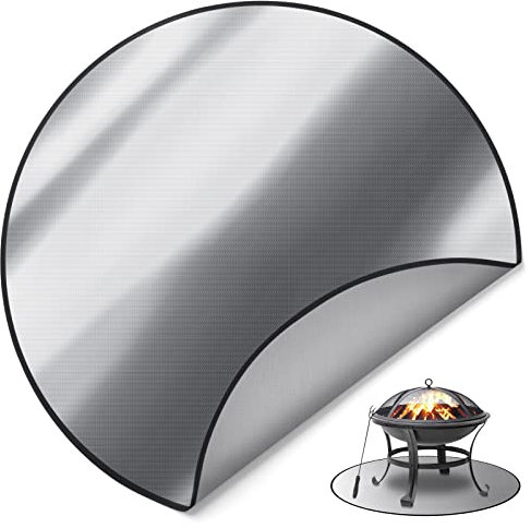 FLASLD 38Inch Round Fire Pit Mat Protect Patio Deck and Lawn, Heat Shield Under Grill Mat and Fireplace Rugs
