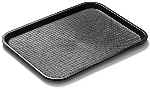 Forgast Rechteckig Fast Food-Tablett | 40x30cm | Schwarz | Bruchsicheres Serviertablett | Kunststofftablett | Servierplatten für Restaurant, Couchtisch, Küche, Esszimmer Café, Fast Food