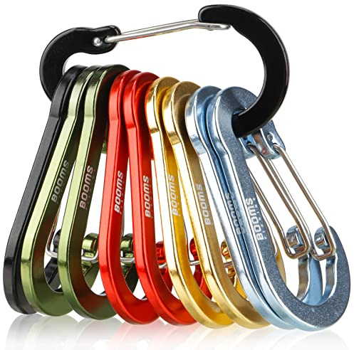 Booms Fishing CC5 Multi-Use Carabiner Clips, 10 Pack 2.7 Small Caribeener Clips, Mini Keychain Caribeaner Clip, Aluminum D Ring Carabiners, Assorted Colours