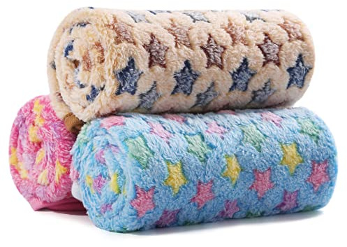 COMSLE Fluffy Dog Blankets Washable for Small Medium Large Dogs, 3 Pack Soft Fleece Cat Blankets for indoor cats, Pet Puppy Blanket Sleeping Mat for Sofa Bed