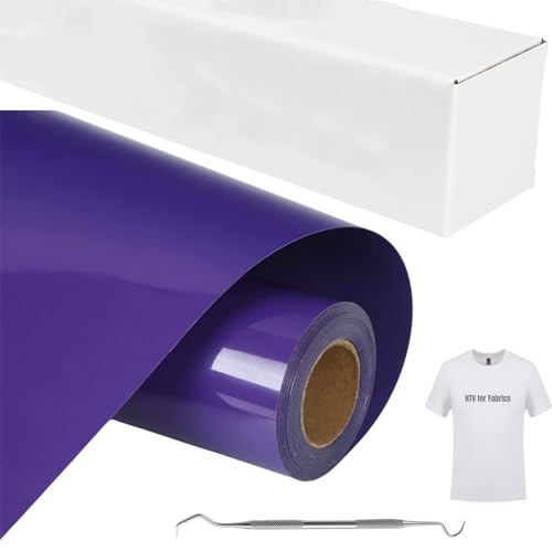 EURXLQ Pellicola per plotter in tessuto, per trasferimento termico, per tessuti, pellicola di trasferimento flessibile da applicare con ferro da stiro, per magliette, altri tessuti (viola, 30,5 x 365