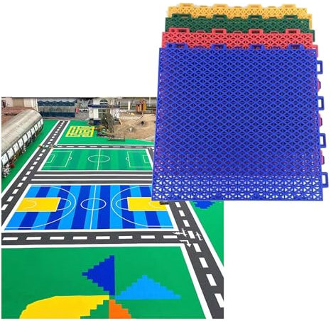 Tapis Caillebotis en Caoutchouc Lot De 10 Revêtements De Sol Pour Terrain De Basket-ball Extérieur, Tapis De Sol Modulaires À Emboîter, Résistants Au Froid Et Aux Hautes Températures, 30,5 X 30,5 Cm (