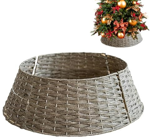 Weiden Weihnachtsbaumrock, Rattan -Weihnachtsbaumkragen, runder Plastikfleisch Weihnachtsbaumkorb für künstliche Bäume 23.6 Bottom, Weihnachtsbaumständer Cover