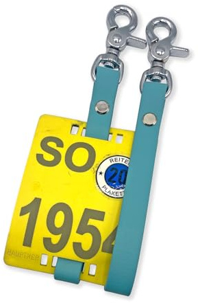 Reitplakettenhalter (Paar) aus Biothane (Dusty Turquoise, Chrome)