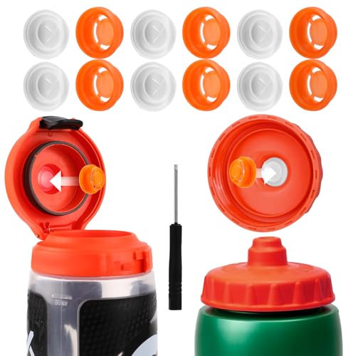 6pcs Dispensing Valves Compatible with Gatorade Water Bottle, Silicone Valves & Plastic Inserts & Screwdriver Replacement Part Accessories for GX 30oz Water Bottle & Squeeze Bottle 32oz Lid (Orange)