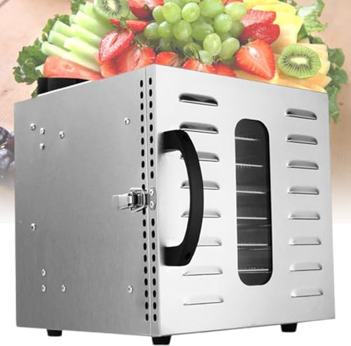 vnmudzeo Essiccatore per Frutta Elettrico con Display Digitale da 400 W, Utensile per Essiccare Alimenti in Acciaio Inossidabile Commerciale da 6/8 Strati A Basso Rumore,8Layer-220V